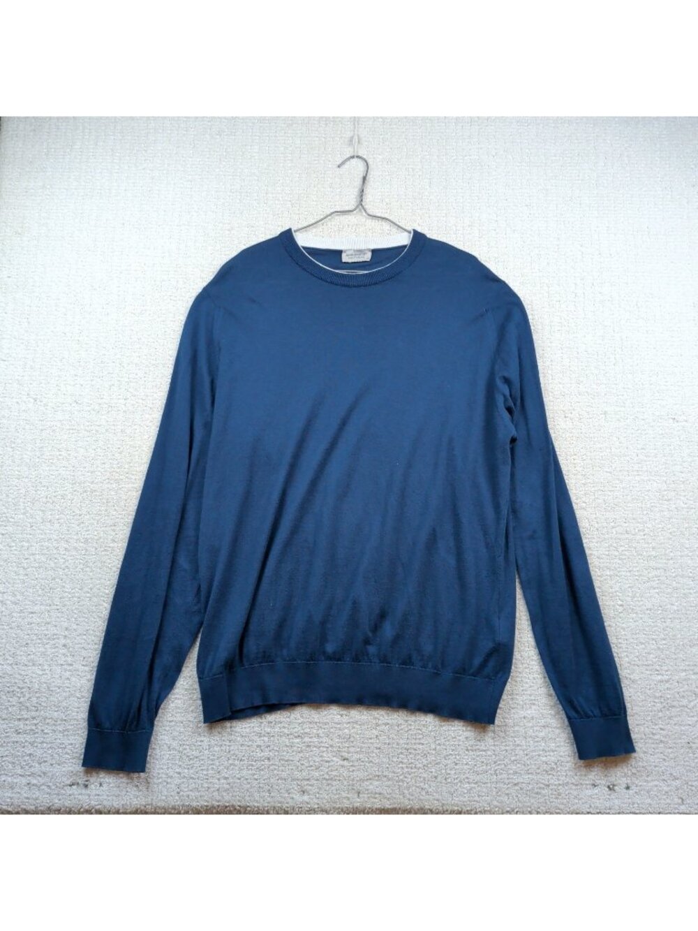 John Smedley Lightweight Sweater Shirt Sea Island Cotton England Made Blue XXL